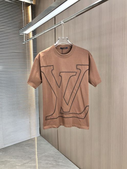 ルイヴィトンtシャツ メンズスーパーコピー 柔らかい 短袖 純綿 トップス ゆったり ブラウン