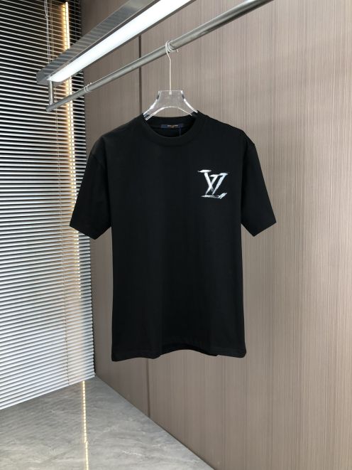 レディース ルイヴィトン tシャツ 新作コピー 柔らかい 短袖 純綿 トップス 男女兼用 ブラック