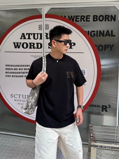 メルカリ ルイヴィトンtシャツ激安通販 シンプル 純綿 トップス 半袖 男女兼用 ブラック