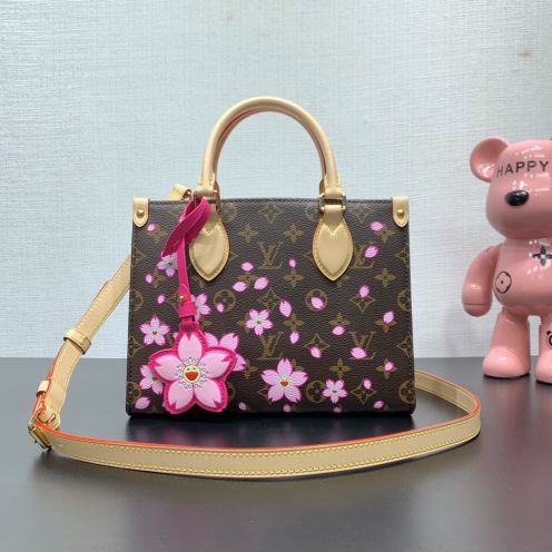 最新の2025年ルイヴィトン 黒カバンコピー ハンドバッグ 桜 レザー 本革 M13269 ブラウン