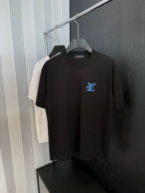 定番人気 ルイヴィトンtシャツ楽天コピー シンプル 純綿 トップス 半袖 男女兼用 ブラック