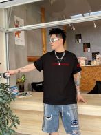 人気流行品 ルイヴィトン tシャツ チェーンスーパーコピー ゆったり 短袖 純綿 トップス ブラック