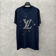ルイヴィトン ロゴtシャツ偽物 ゆったり 短袖 純綿 トップス ロゴプリント 柔軟 ブルー