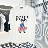 プラダ t シャツ メンズ激安通販 半袖 トップス プリント 純綿 ゆったり 通気性いい ホワイト