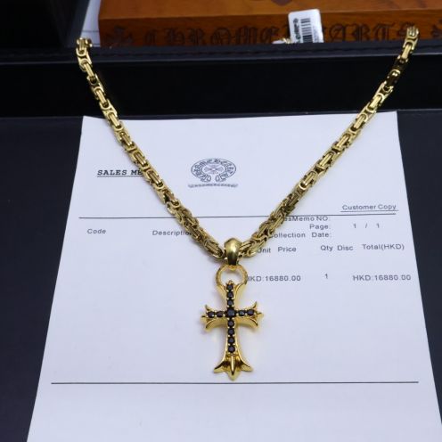 クロムハーツネックレス 修理偽物 十字架 ファッション感 カップル ゴールド