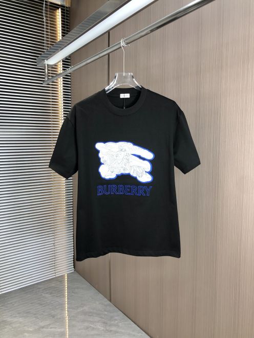 バーバリー t シャツ 黒コピー シンプル 純綿 触り心地が良い トップス 短袖 プリント ブラック