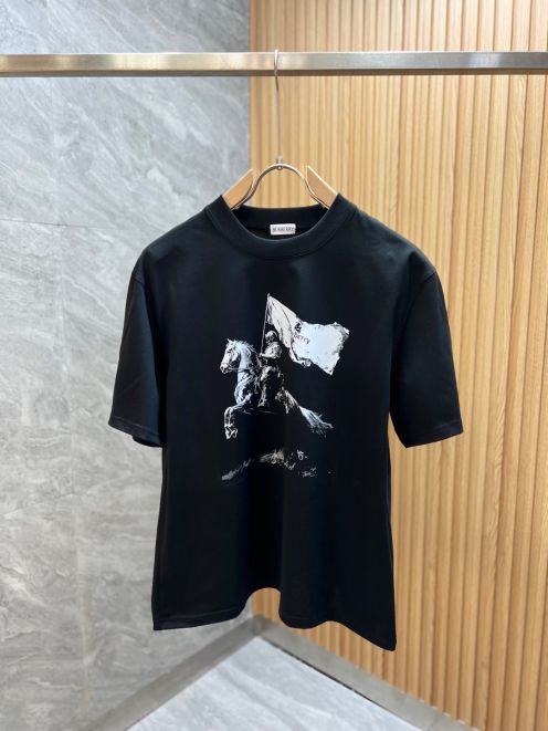 t シャツ burberryコピー シンプル 純綿Tシャツ 男女兼用 トップス 短袖 ブラック