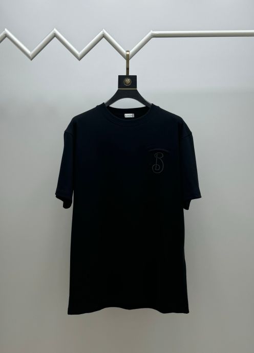 burberry 白 t シャツ偽物 シンプル 純綿Tシャツ トップス 半袖 ブラック
