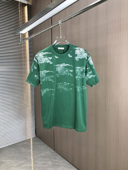 バーバリー t シャツ 白スーパーコピー シンプル 純綿 触り心地が良い トップス 短袖 プリント グリーン