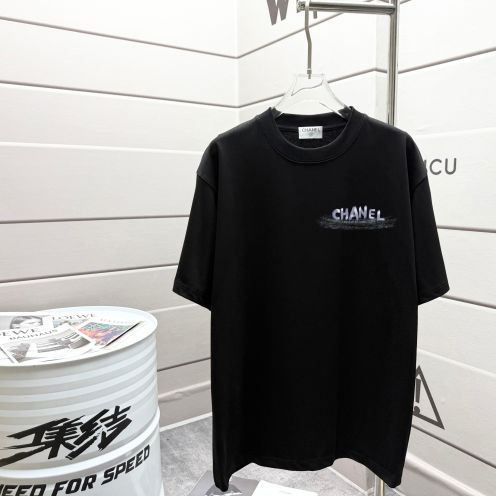 春夏新作 chanel 半袖 t シャツコピー ゆったり トップス 純綿 カジュアル ブラック