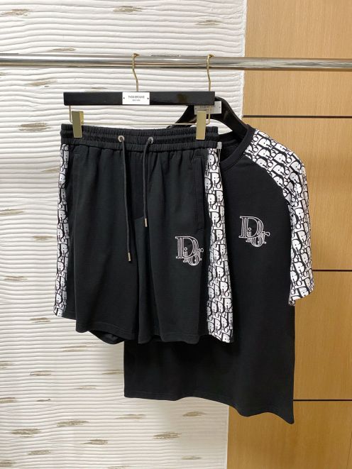 ディオールトップス偽物 スポーツセット ショットパンツ 純綿 通気性いい ブラック
