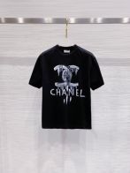 レディース シャネル t シャツ偽物 ゆったり 男女兼用 トップス 純綿 ロゴプリント ブラック