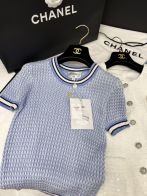 chanel t シャツスーパーコピー ニット 優雅レディ トップス 半袖 ゆったり 高級感 ブルー
