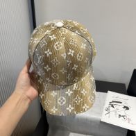 ルイヴィトンキャップコピー デニム ロゴプリント 幅57cm 日焼け止め ファッション イエロー