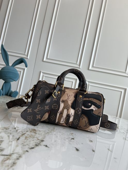 LV ルイヴィトンバッグ カビ取りコピー ハンドバッグ 本革  斜め掛け カラフル 芸術感 ブラック