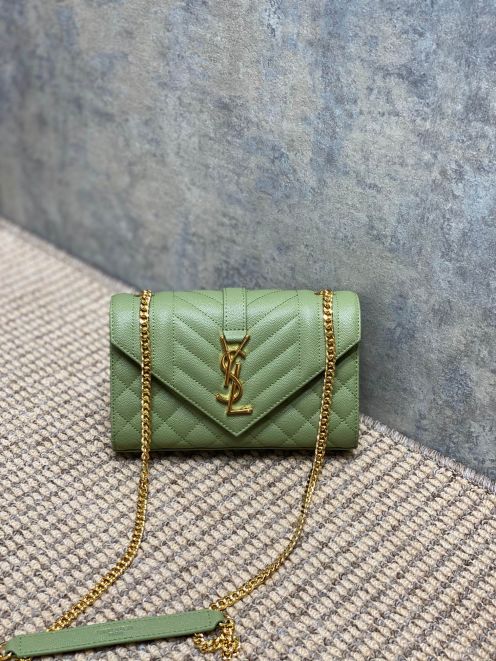 サン ローラン ビジネス バッグコピー 斜め掛け YSL チェーンバッグ 本革 392745 グリーン