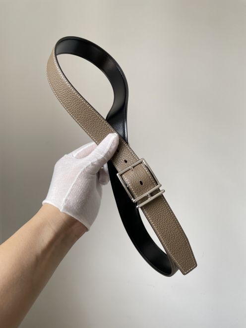 エルメスベルト交換偽物 シンプル 牛革 レザー 幅32ｍｍ 心地よい着用感 グレー