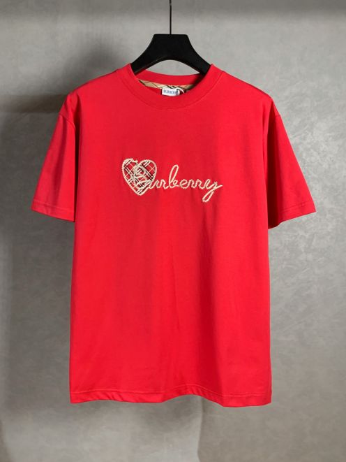burberry t シャツ メンズスーパーコピー ゆったり トップス 短袖 純綿 ハート レッド