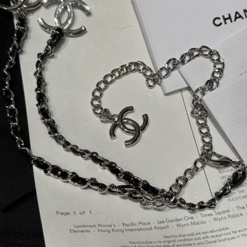 ベルト シャネル レディース偽物 レザー チェーンバルト ファッション感 上質 ブラック