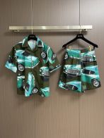ハワイ風 テテ バーバリー シャツコピー トップス 半袖セット ショットズボン プリント 男女兼用 グリーン