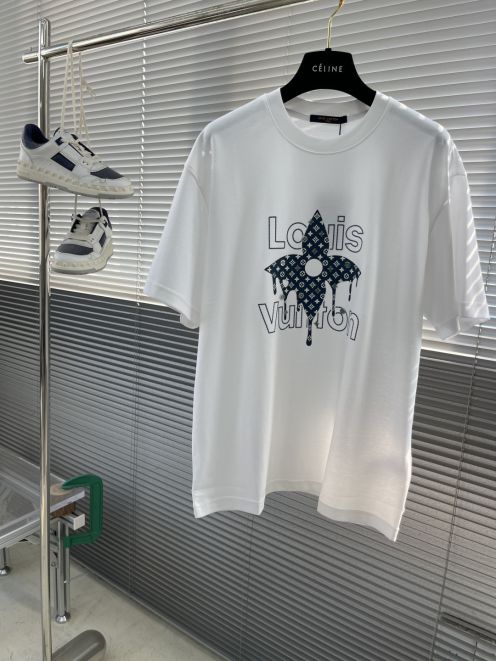 メルカリ ルイヴィトンtシャツ激安通販 純綿 トップス プリント 半袖 男女兼用 ホワイト