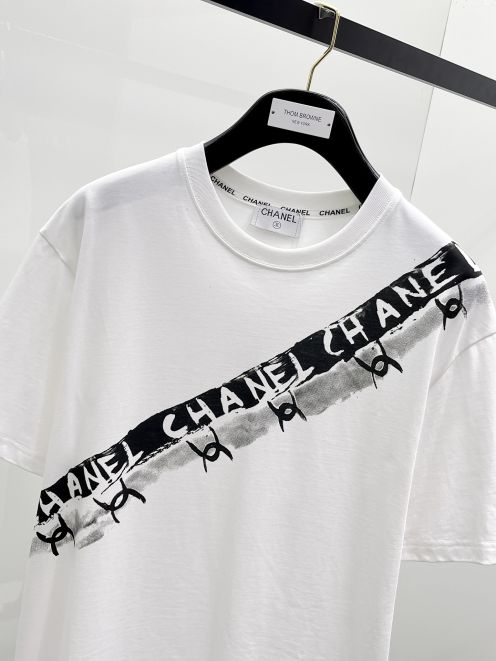 オンライン限定 chanel クロップ t シャツコピー トップス 短袖 プリント 純綿 柔軟 ホワイト
