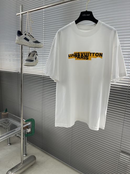 ルイヴィトン tシャツ 値段偽物 純綿 トップス ロゴプリント 半袖 ゆったり ホワイト