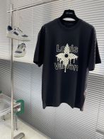 レディース ルイヴィトンtシャツ偽物 純綿 トップス プリント 半袖 男女兼用 ブラック
