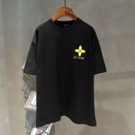 新品販売 ルイヴィトンt シャツスーパーコピー 純綿 トップス プリント 短袖 ブラック