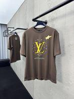 お勧め ルイヴィトンtシャツコーデスーパーコピー 純綿 トップス ロゴプリント 半袖 ブラウン