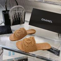 お洒落 シャネル 厚底 サンダルコピー スリッパ 夏シューズ レザー 優雅レディ ブラウン
