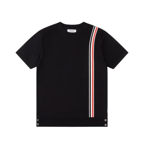 TB トムブラウン シャツ サイズ偽物 純綿 トップス 柔軟 短袖  tシャツ ブラック