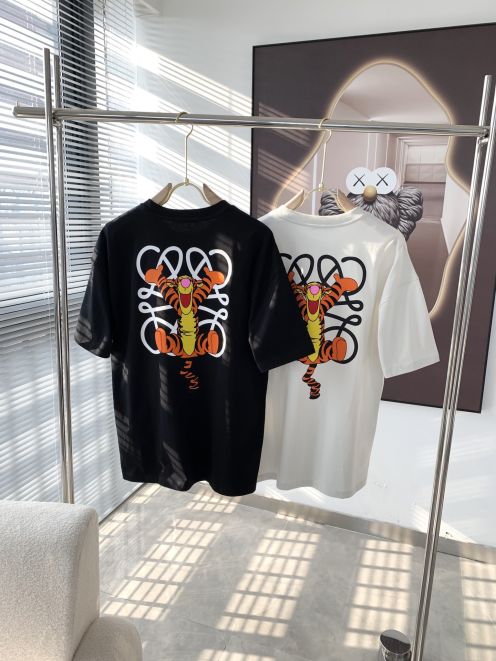 ロエベtシャツ 安いスーパーコピー ゆったり 純綿 通気性いい トップス 短袖 プリント 2色可選