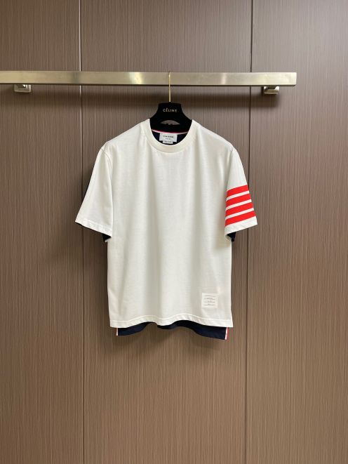 TB新品 トムブラウントップススーパーコピー 100％綿 柔らかい 短袖 tシャツ 男女兼用 ホワイト