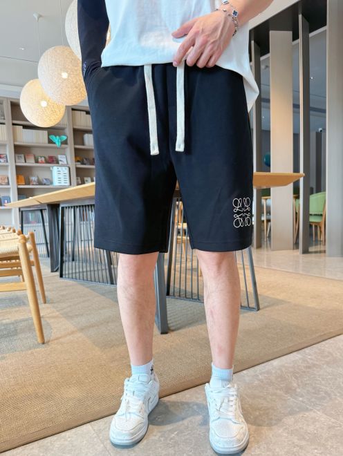 ロエベ 短パンコピー 運動ズボン ショットパンツ 柔らかい 純綿 ブラック