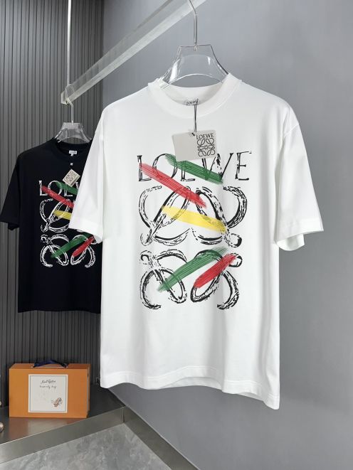 お得品‼ロエベ風tシャツコピー 綿 プリント 通気性いい トップス 柔らかい ホワイト