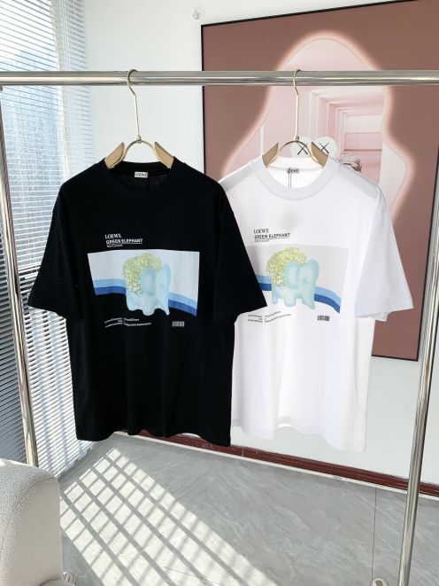 ロエベtシャツ メンズコピー ゆったり 100%綿 通気性いい トップス 短袖 プリント ブラック