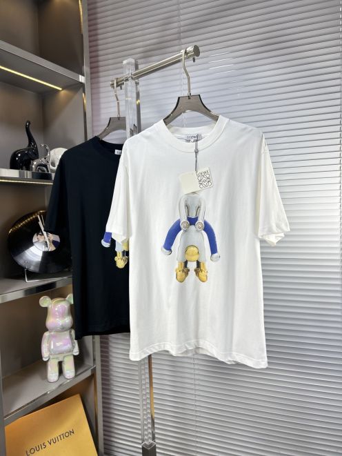 ロエベtシャツバイマ偽物 純綿 プリント トップス 柔軟 シンプル ホワイト