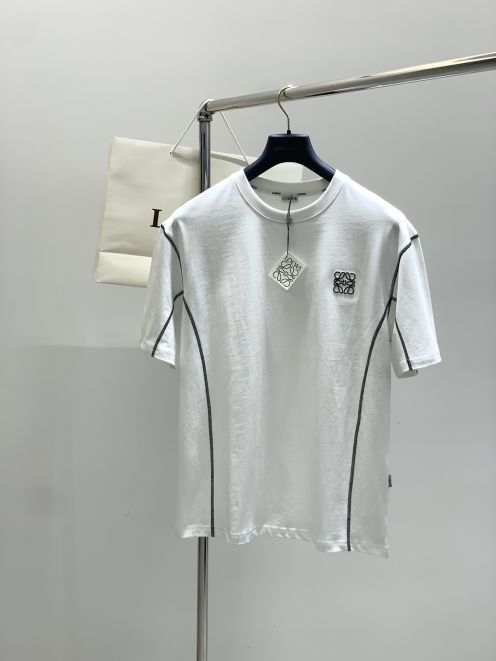 ロエベ tシャツ カルシファー偽物 トップス 純綿 柔らかい 半袖 ロゴ刺繍 ホワイト