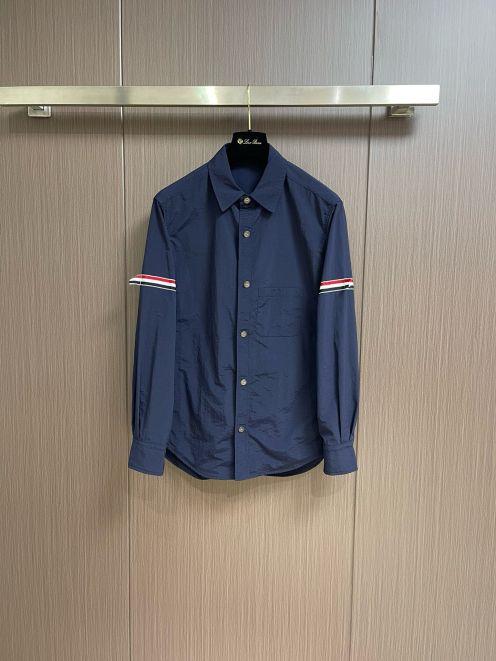 TB トムブラウン シャツ サイズ感偽物 上質 トップス シャツ 通勤 ビジネス ブルー