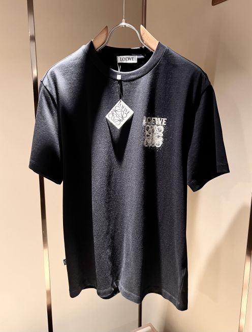 ロエベトトロtシャツ偽物 ゆったり 純綿 トップス プリント 上質 ブラック