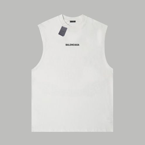 激安 バレンシアガtシャツメルカリ偽物 トップス 純綿 無袖 シンプル ホワイト