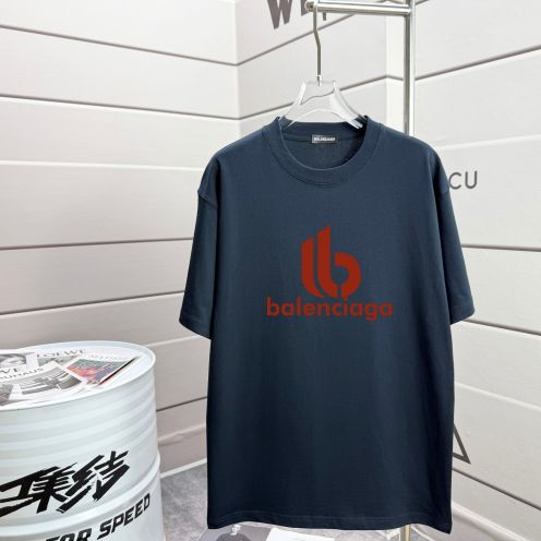 人気品 バレンシアガtシャツ サイズ感スーパーコピー プリント 男女兼用 純綿 トップス 短袖 ブルー