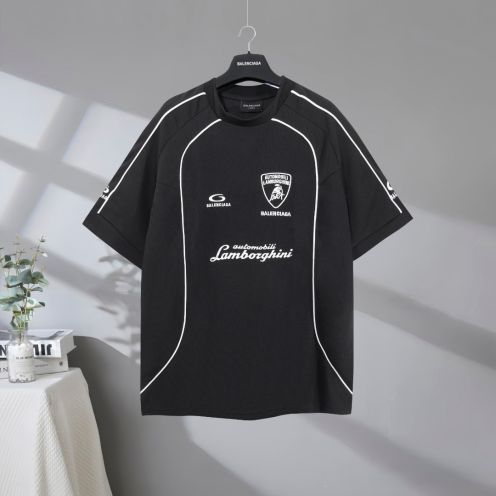 2025年のお買い得品 バレンシアガ 夏コピー トップス 純綿Ｔシャツ プリント ブラック