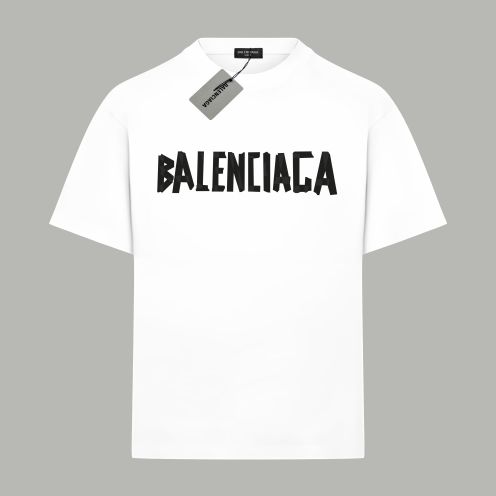 大人気 メンズ バレンシアガtシャツ偽物 トップス 純綿 柔らかい プリント 半袖 ホワイト