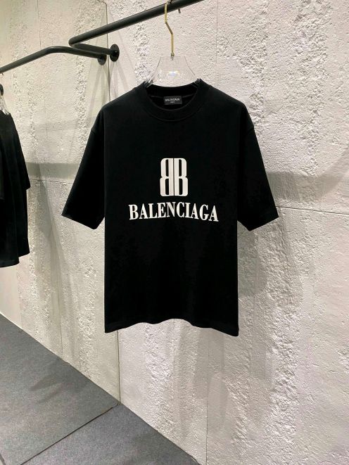 新作販売 バレンシアガ tシャツ オーバーサイズコピー プリント 純綿 トップス ブラック
