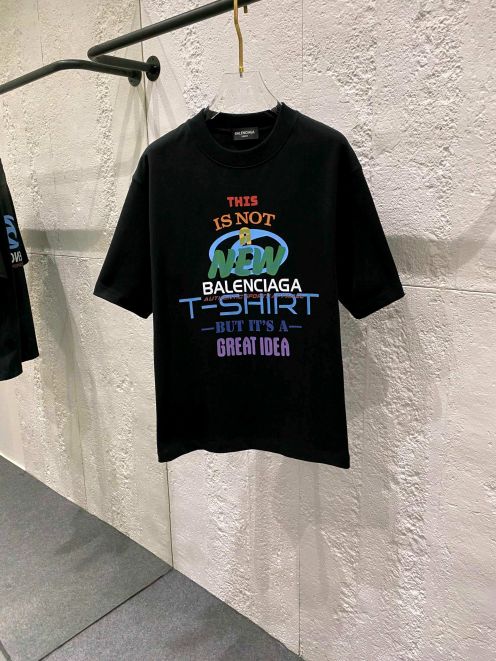 おすすめ バレンシアガt シャツコピー 短袖 プリント 純綿 トップス ゆったり ブラック