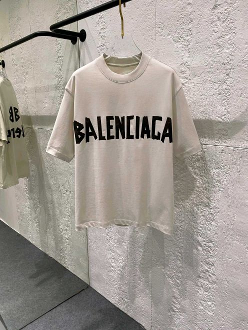 バレンシアガ 無地tシャツスーパーコピー 高品質 プリント 純綿 トップス ゆったり ホワイト