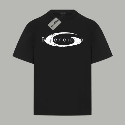 バレンシアガtシャツcrewコピー 純綿 トップス 半袖 プリント 夏服 ブラック
