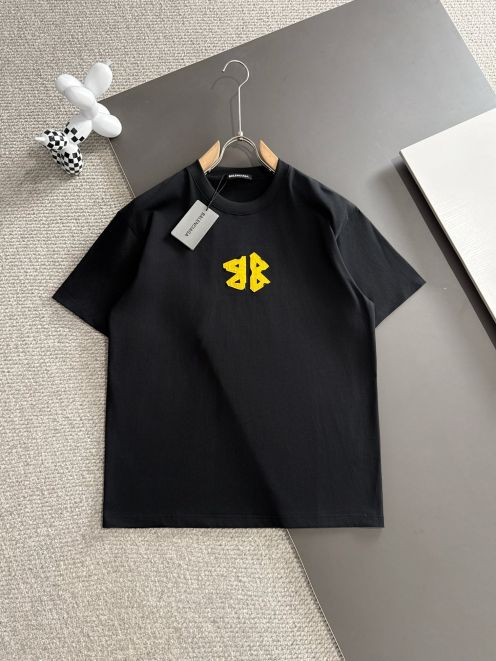 お得品‼バレンシアガ tシャツコピー 純綿 ゆったり トップス 短袖 プリント 男女兼用 ブラック